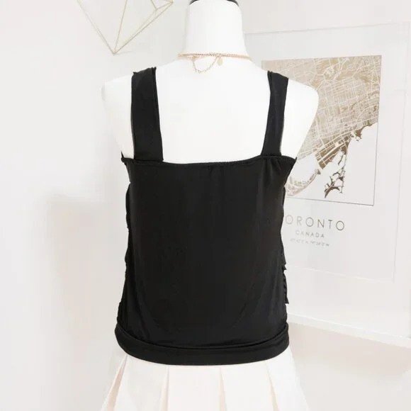 Black Rhinestone Ruffle Tank Top ♠️ - Picture 3 of 5